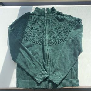 KNIT BOHO EARTHTONE GREEN ZIPUP SWEATER VINTAGE
